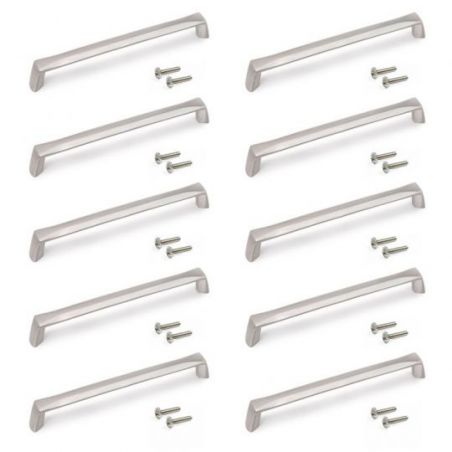 Lot de 10 poignées Canton, L174mm, entraxe 160mm, Zamak, Nickel satiné Lot de 10 poignées Canton, L174mm, entraxe 160mm, Zamak, Nickel satiné