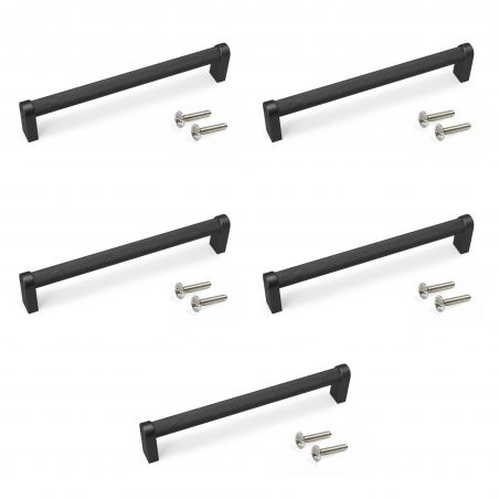 Lot de 5 poignées Bergen, L173mm, entraxe 160mm, Aluminium, Noir