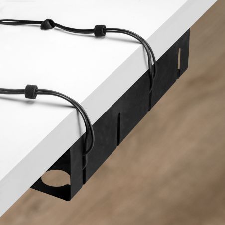 Lot de 2 Chemin de câbles sous bureau, Longueur 430 mm, Acier, Noir Lot de 2 Chemin de câbles sous bureau, Longueur 430 mm, Acier, Noir