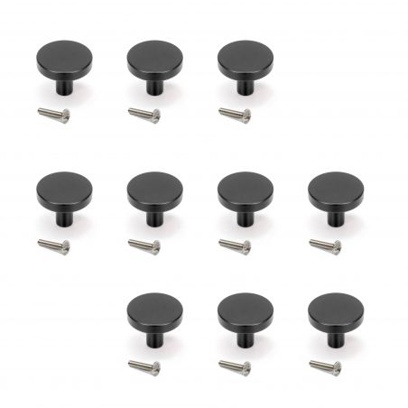 Lot de 10 boutons Cancún, diamètre 28.5mm, Zamak, Noir Lot de 10 boutons Cancún, diamètre 28.5mm, Zamak, Noir