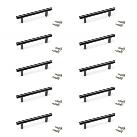 Lot de 10 poignées Orlando, L136mm, entraxe 96mm, Acier, Noir Lot de 10 poignées Orlando, L136mm, entraxe 96mm, Acier, Noir