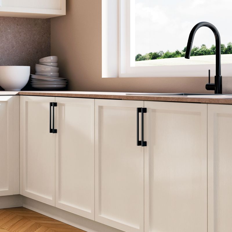 Lot de 5 poignées Montréal, L160mm, entraxe 128mm, Zamak, Noir