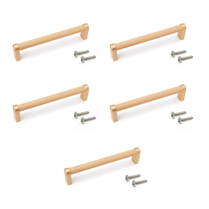 Lot de 5 poignées Bergen, L141mm, entraxe 128mm, Aluminium , Or