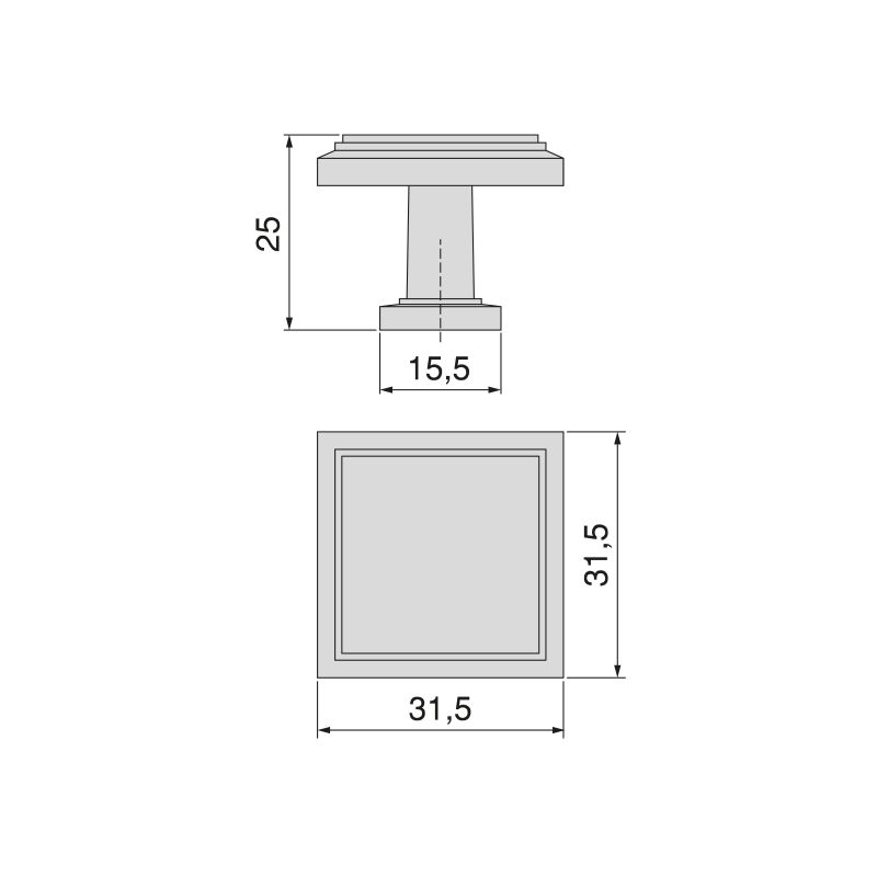 Lot de 10 boutons Ceuta, 31.5x31.5mm, Zamak, Noir