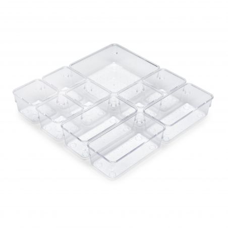 Kit de 10 organisateurs Cube pour tiroirs, Plastique, Transparent Kit de 10 organisateurs Cube pour tiroirs, Plastique, Transparent