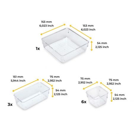 Kit de 10 organisateurs Cube pour tiroirs, Plastique, Transparent Kit de 10 organisateurs Cube pour tiroirs, Plastique, Transparent