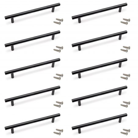 Lot de 10 poignées Orlando, L252mm, entraxe 192mm, Acier, N Lot de 10 poignées Orlando, L252mm, entraxe 192mm, Acier, N