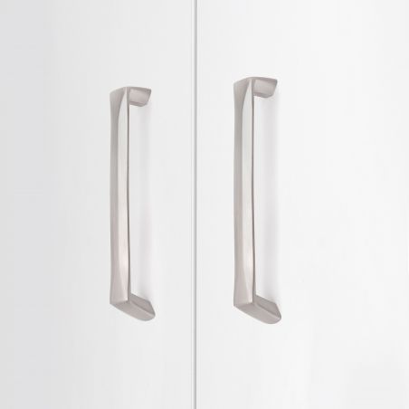 Lot de 10 poignées Canton, L142mm, entraxe 128mm, Zamak, Nickel satiné