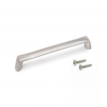 Lot de 10 poignées Canton, L142mm, entraxe 128mm, Zamak, Nickel satiné