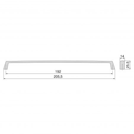 Lot de 10 poignées Canton, L206mm, entraxe 192mm, Zamak, Nickel satiné Lot de 10 poignées Canton, L206mm, entraxe 192mm, Zamak, Nickel satiné