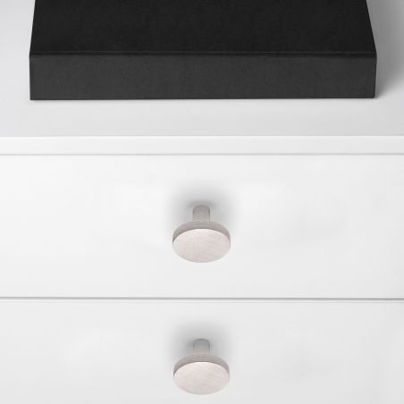 Lot de 10 boutons Uppsala, diamètre 30mm, Aluminium, Inox brossé Lot de 10 boutons Uppsala, diamètre 30mm, Aluminium, Inox brossé