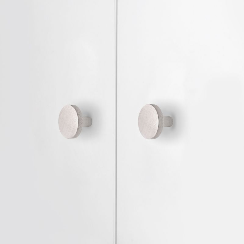 Lot de 10 boutons Uppsala, diamètre 30mm, Aluminium, Inox brossé