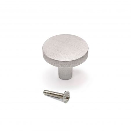 Lot de 10 boutons Uppsala, diamètre 30mm, Aluminium, Inox brossé Lot de 10 boutons Uppsala, diamètre 30mm, Aluminium, Inox brossé