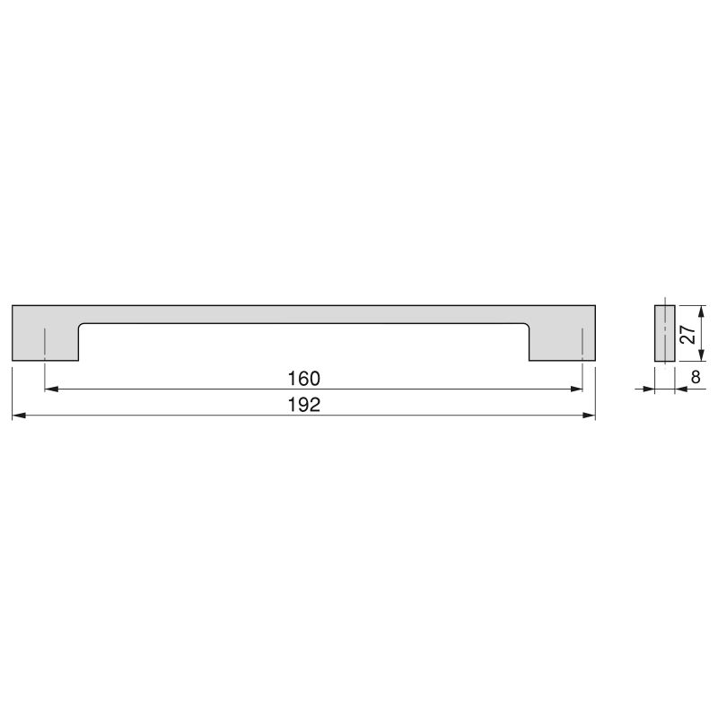 Lot de 5 poignées Montréal, L192mm, entraxe 160mm, Zamak, Noir