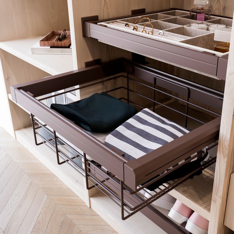 Kit panier en fil avec cadre coulissant pour caisson de 900 mm, Moka