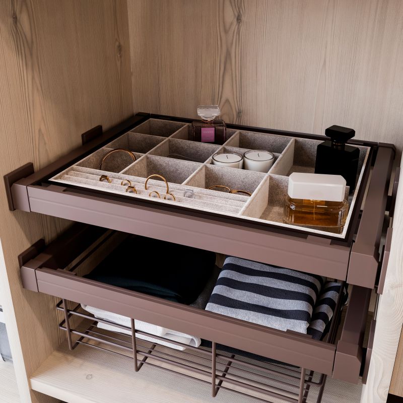 Kit panier en fil avec cadre coulissant pour caisson de 900 mm, Moka