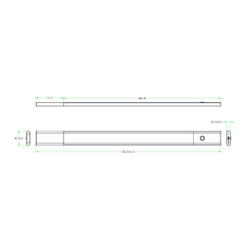 Réglette LED 220V, Longueur 520mm, Noir