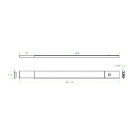 Réglette LED 220V, Longueur 520mm, Noir Réglette LED 220V, Longueur 520mm, Noir