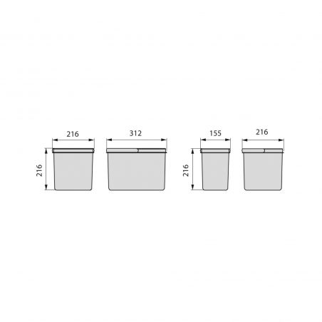 Kit poubelle Recycle 24L, 3 bacs, Gris anthracite Kit poubelle Recycle 24L, 3 bacs, Gris anthracite