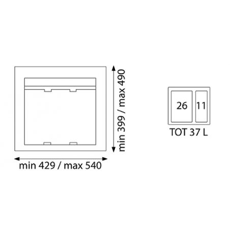 Poubelle sélective 37L pour caisson de 600 mm Poubelle sélective 37L pour caisson de 600 mm