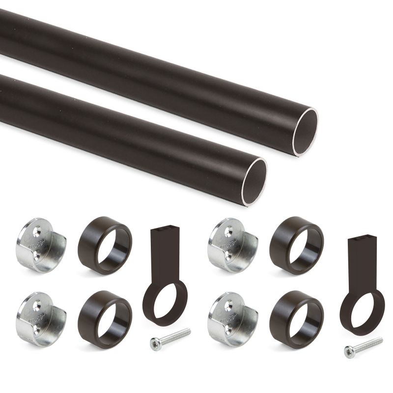 Kit tube de penderie circulaire Ø28, 1,15 m, Moka