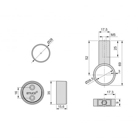 Kit tube de penderie circulaire Ø28, 1,15 m, Moka Kit tube de penderie circulaire Ø28, 1,15 m, Moka