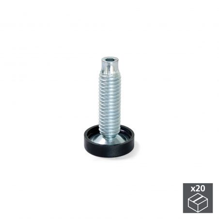 Lot de 20 Vérins de réglage pour pied de meuble, M10, réglage 46 mm, Noir Lot de 20 Vérins de réglage pour pied de meuble, M10, réglage 46 mm, Noir