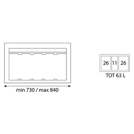 Poubelle sélective 63L 3 bacs pour caisson de 900 mm Poubelle sélective 63L 3 bacs pour caisson de 900 mm