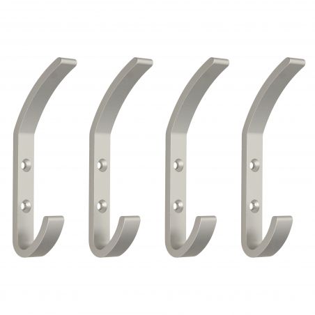 Lot de 4 crochets muraux Wellinton, Anodisé mat Lot de 4 crochets muraux Wellinton, Anodisé mat