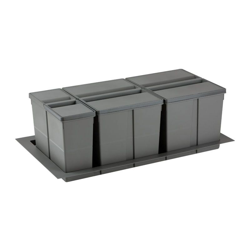 Poubelle sélective 63L 3 bacs pour caisson de 900 mm