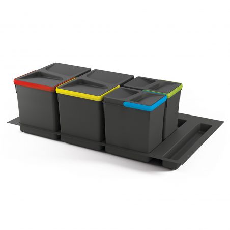 Kit poubelle Recycle avec base 44L 4 bacs pour caisson de 900 mm Kit poubelle Recycle avec base 44L 4 bacs pour caisson de 900 mm