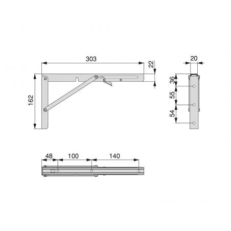 Jeu de 2 supports relevables, longueur 303mm, Blanc Jeu de 2 supports relevables, longueur 303mm, Blanc