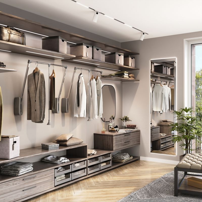 Penderie rabattable Hang à fixation murale de largeur 600 à 830 mm, Chromé