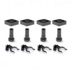 Kit de 4 pieds de Vérins Bone avec base carrée pour meuble de cuisine, hauteur 100mm, réglable 98-140mm, Noir