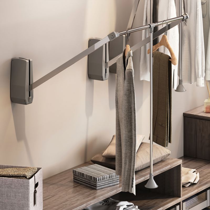 Penderie rabattable Hang à fixation murale de largeur 600 à 830 mm, Chromé