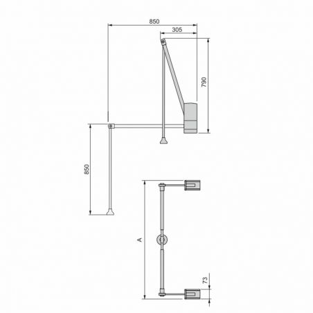 Penderie rabattable Hang à fixation murale de largeur 600 à 830 mm, Chromé Penderie rabattable Hang à fixation murale de largeur 600 à 830 mm, Chromé