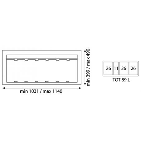 Poubelle sélective 89L 4 bacs pour caisson de 1200 mm Poubelle sélective 89L 4 bacs pour caisson de 1200 mm