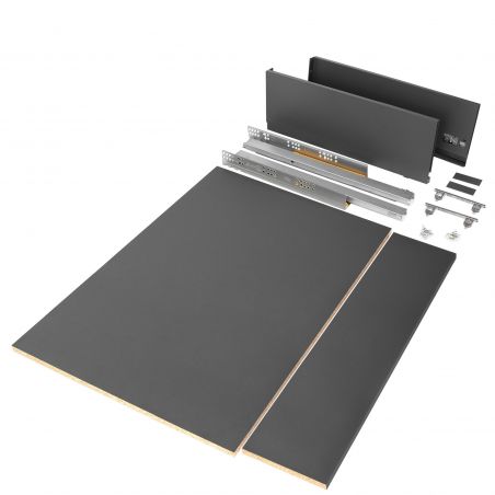 Tiroir Vertex 40 kg hauteur 178 mm, profondeur 500 mm avec panneaux inclus pour caisson de 900 mm, Anthracite Tiroir Vertex 40 kg hauteur 178 mm, profondeur 500 mm avec panneaux inclus pour caisson de 900 mm, Anthracite