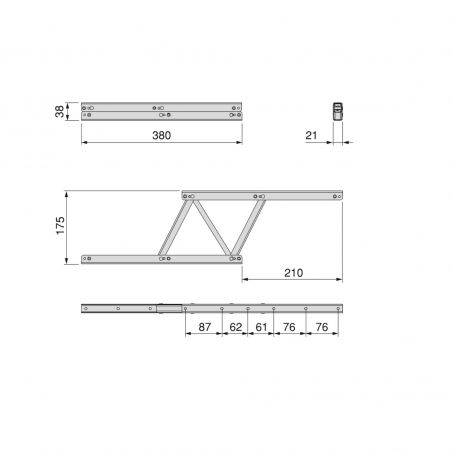 Mécanisme de levage pour table basse, hauteur d'élévation 135 mm, Noir Mécanisme de levage pour table basse, hauteur d'élévation 135 mm, Noir