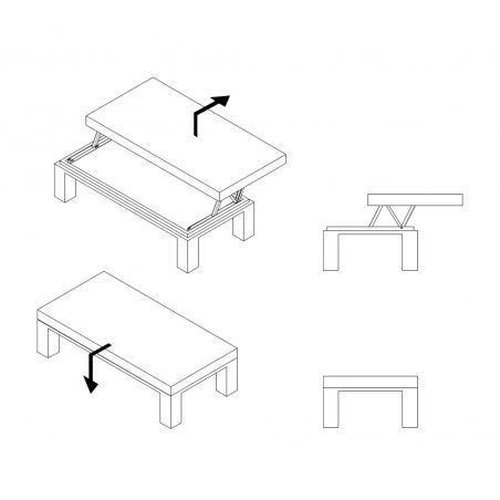 Mécanisme de levage pour table basse, hauteur d'élévation 135 mm, Noir Mécanisme de levage pour table basse, hauteur d'élévation 135 mm, Noir