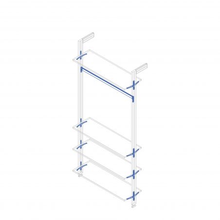 Kit de fixation Zéro pour 4 étagères bois et 1 tringle de suspension de 1m, Gris Kit de fixation Zéro pour 4 étagères bois et 1 tringle de suspension de 1m, Gris