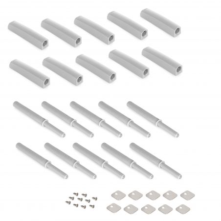 Lot de 10 loqueteaux à visser avec réglage Push Lite, longueur 80mm, Fermeture Magnétique, Gris Lot de 10 loqueteaux à visser avec réglage Push Lite, longueur 80mm, Fermeture Magnétique, Gris