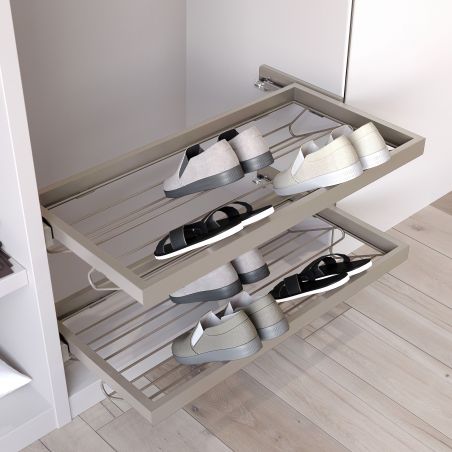 Kit tiroir à chaussures sur coulisses pour caisson de 600 mm, Gris