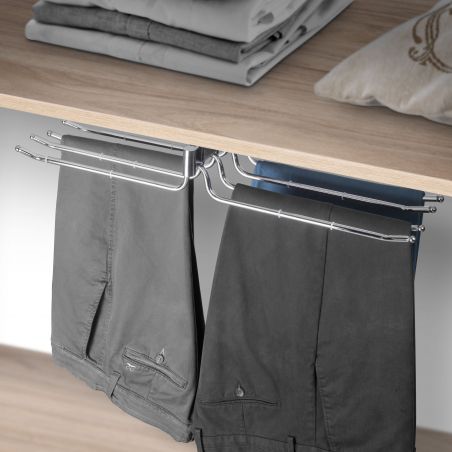 Porte-pantalons double amovible Self pour armoire, Chromé