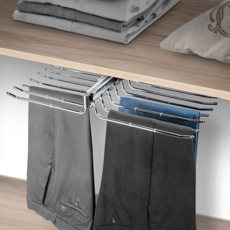 Porte-pantalons double amovible Self pour armoire, Chromé Porte-pantalons double amovible Self pour armoire, Chromé