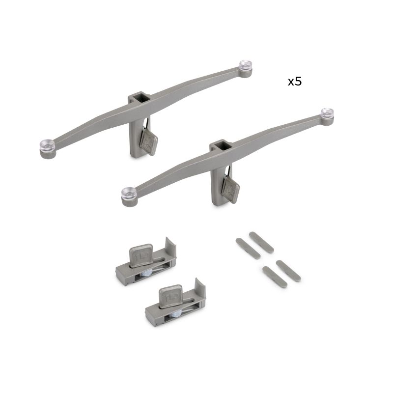 Jeu de 5 supports d'étagères en verre, étagères en verre non incluses, Gris