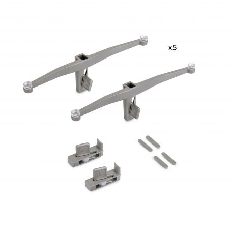 Jeu de 5 supports d'étagères en verre, étagères en verre non incluses, Gris