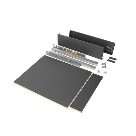 Tiroir Vertex 40 kg hauteur 93 mm, profondeur 500 mm avec panneaux inclus pour caisson de 450 mm, Anthracite Tiroir Vertex 40 kg hauteur 93 mm, profondeur 500 mm avec panneaux inclus pour caisson de 450 mm, Anthracite