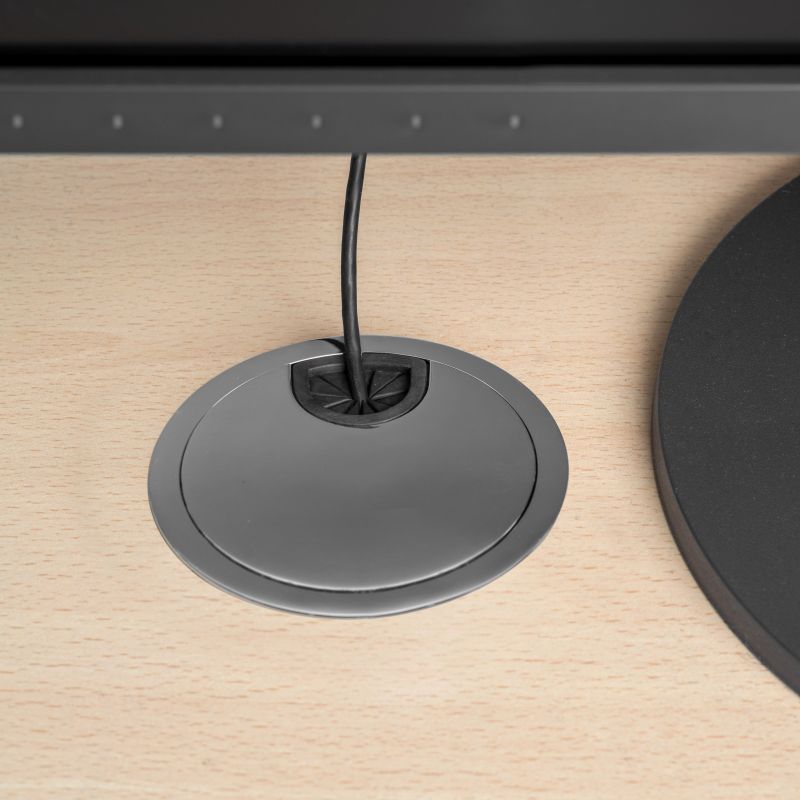 Lot de 7 passe-câbles circulaires à encastrer, diamètre Ø 80 mm, Chromé