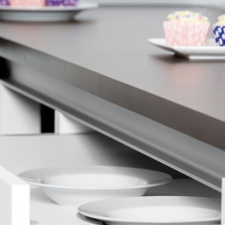 Kit de 2 profils supérieurs Gola pour meubles de cuisine, longueur 2,35mm avec ferrures, Blanc